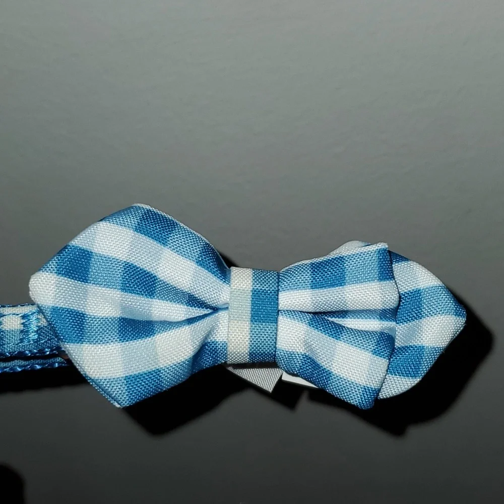 New Top Paw Blue & White Gingham Pet Plaid Dog Cat Bow Collar Xsmall & Small